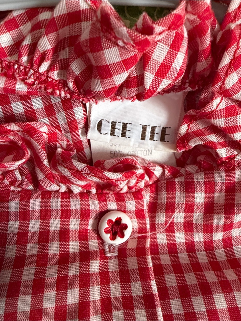 Girls' Red Gingham Ruffle Button-Down Shirt - Picture 5 of 6